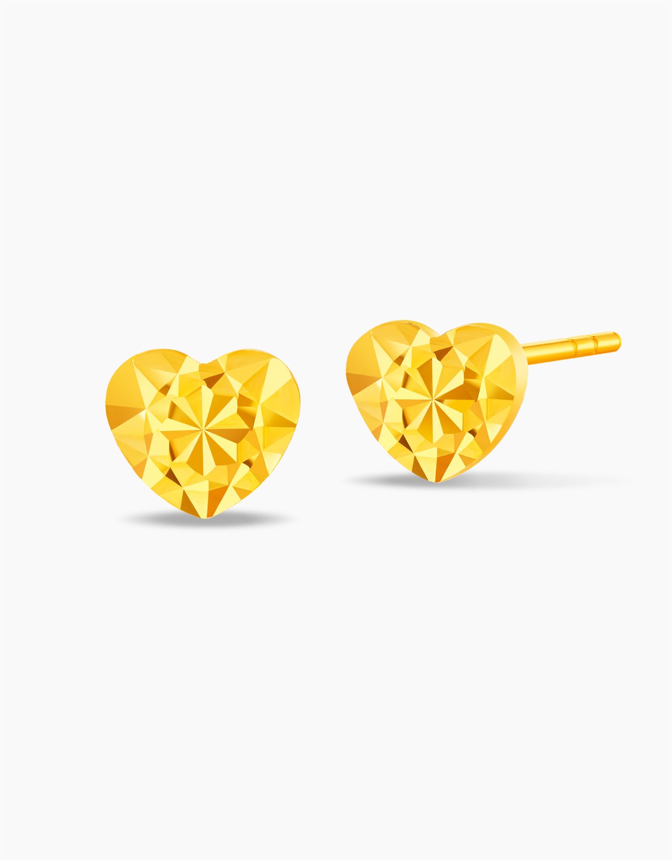 LVC 9IN Faceted Heart 999 Gold Earrings