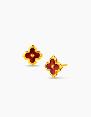 LVC 9IN Scarlet Clover 999 Gold Earrings
