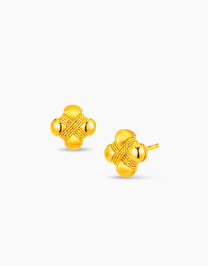 LVC 9IN Clover Embrace 999 Gold Earrings