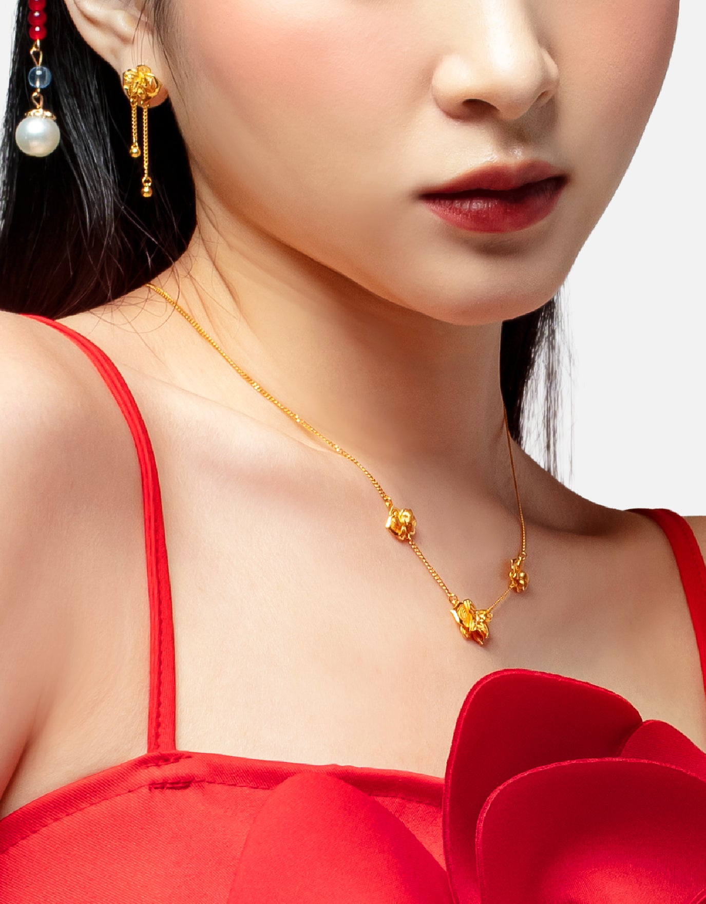 LVC 9IN Fluttering Butterfly Petals 999 Gold Earrings