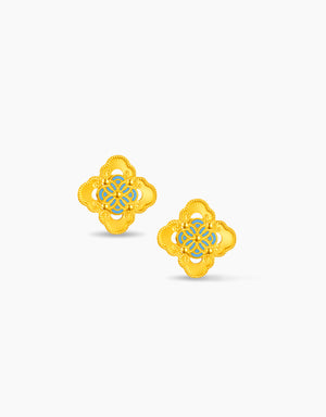 LVC 9IN Ruyi Clover Blessing 999 Gold Earrings
