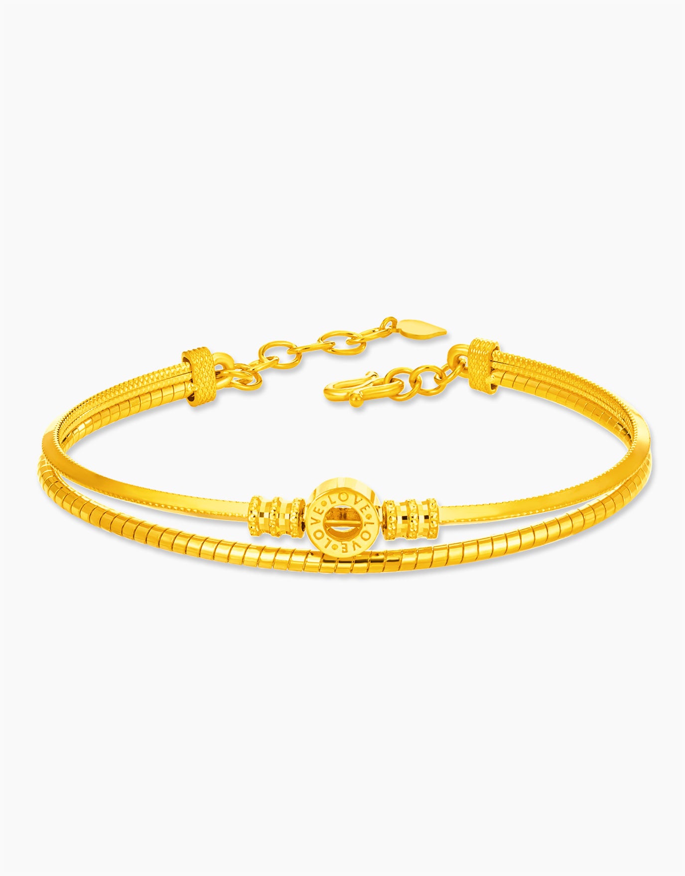 LVC 9IN Double Barrel 999 Gold Bangle