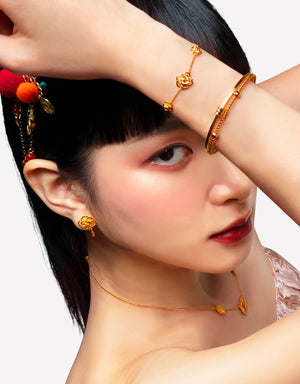 LVC 9IN Petit Barrel 999 Gold Bangle