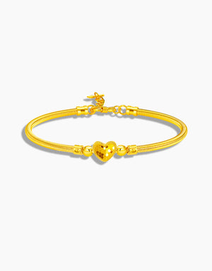 LVC 9IN Heart 999 Gold Bangle