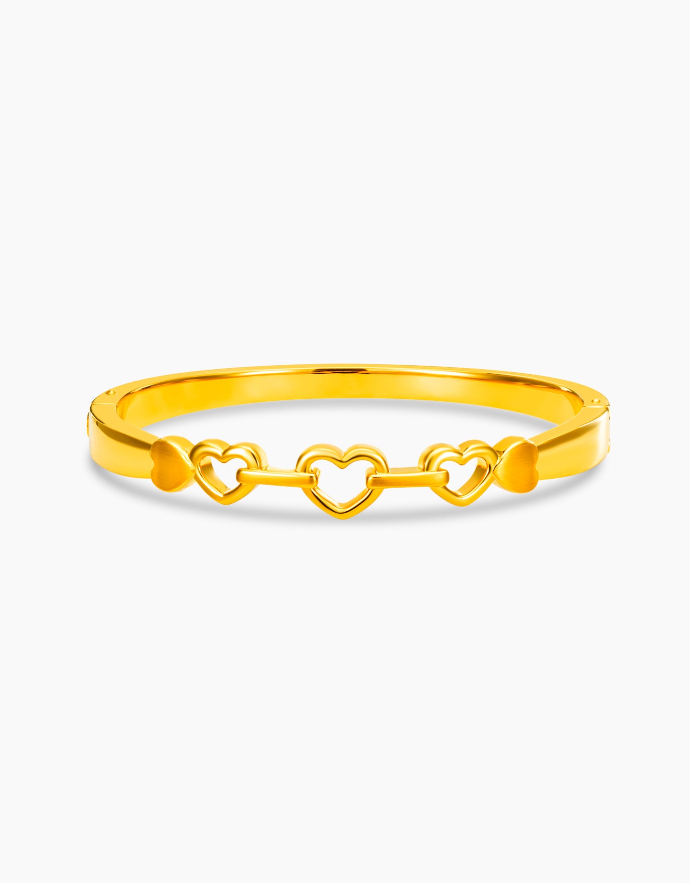 LVC 9IN Edith Trinity Hearts 999 Gold Bangle