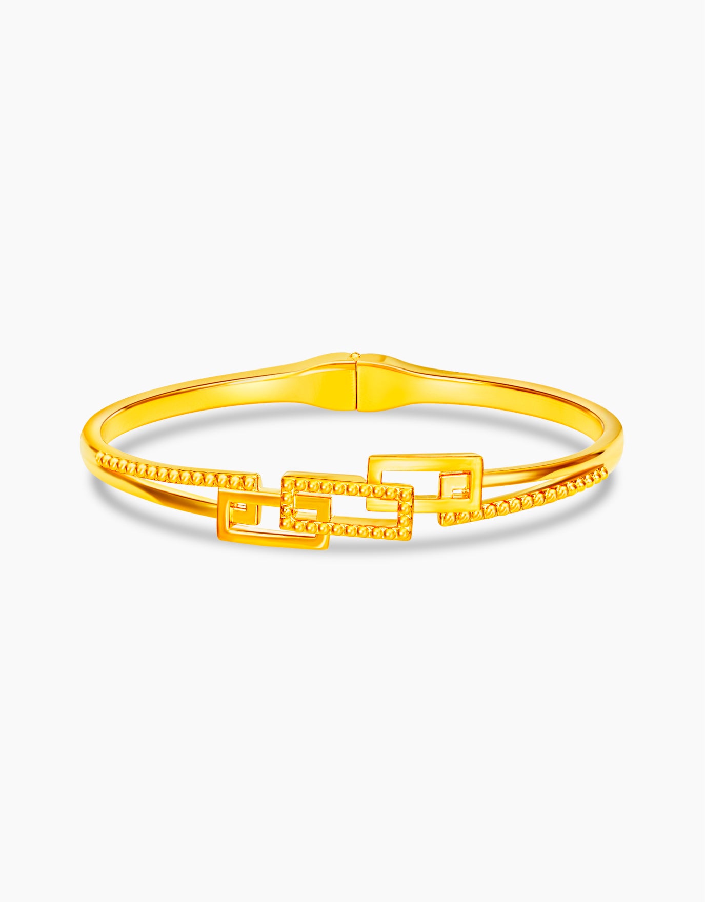 LVC 9IN Geometric Grace 999 Gold Bangle – Love & Co.