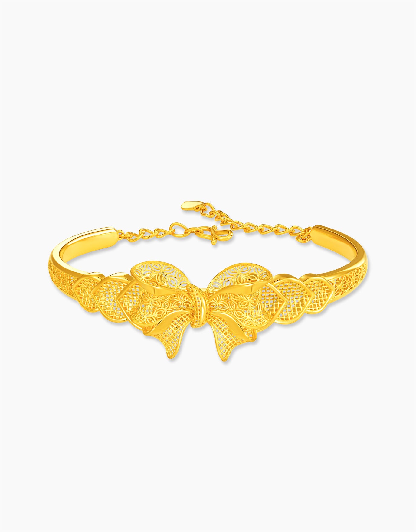 LVC 9IN Bow Charm 999 Gold Bangle