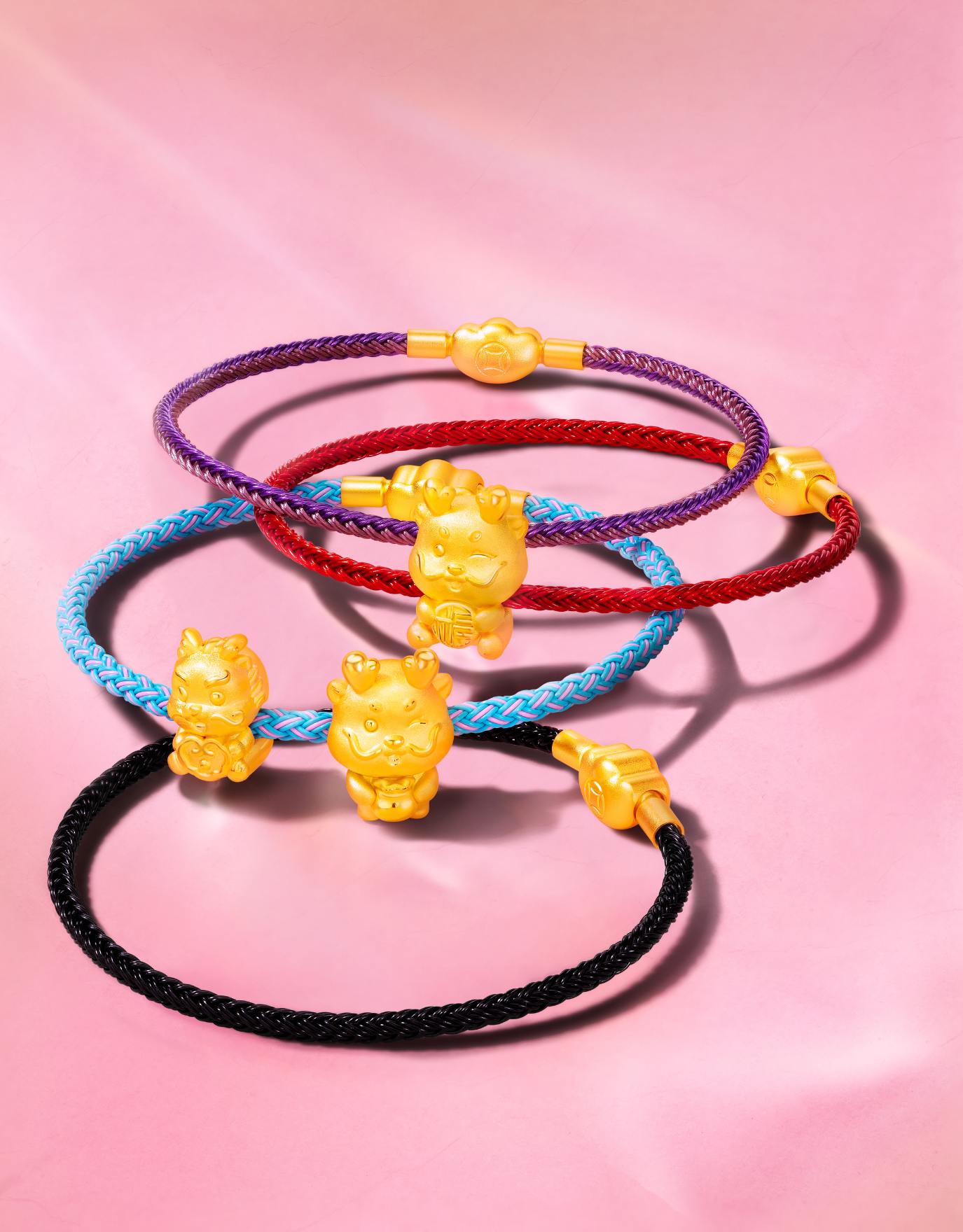 LVC 9IN Fortune Dragon 999 Gold Charm Bracelet