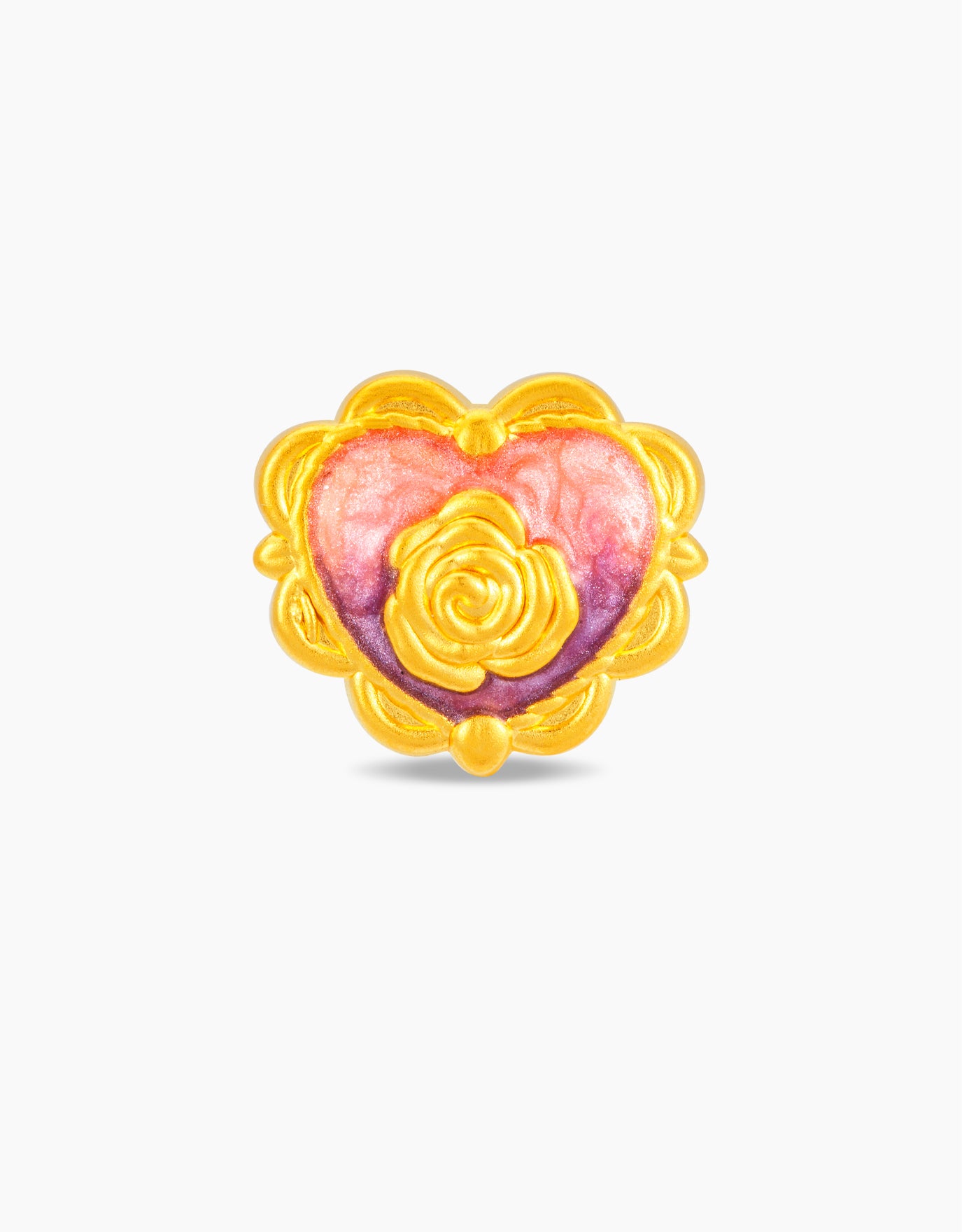 LVC 9IN Rosette Dream Heart 999 Gold Charm