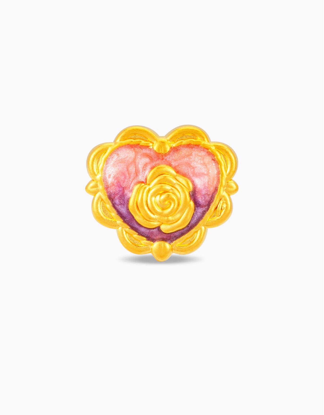 LVC 9IN Rosette Dream Heart 999 Gold Charm