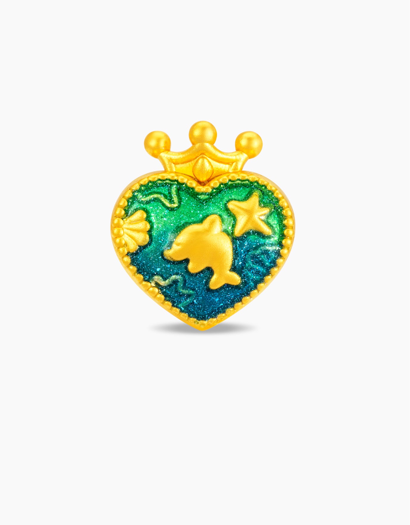 LVC 9IN Royal Ocean Heart 999 Gold Charm