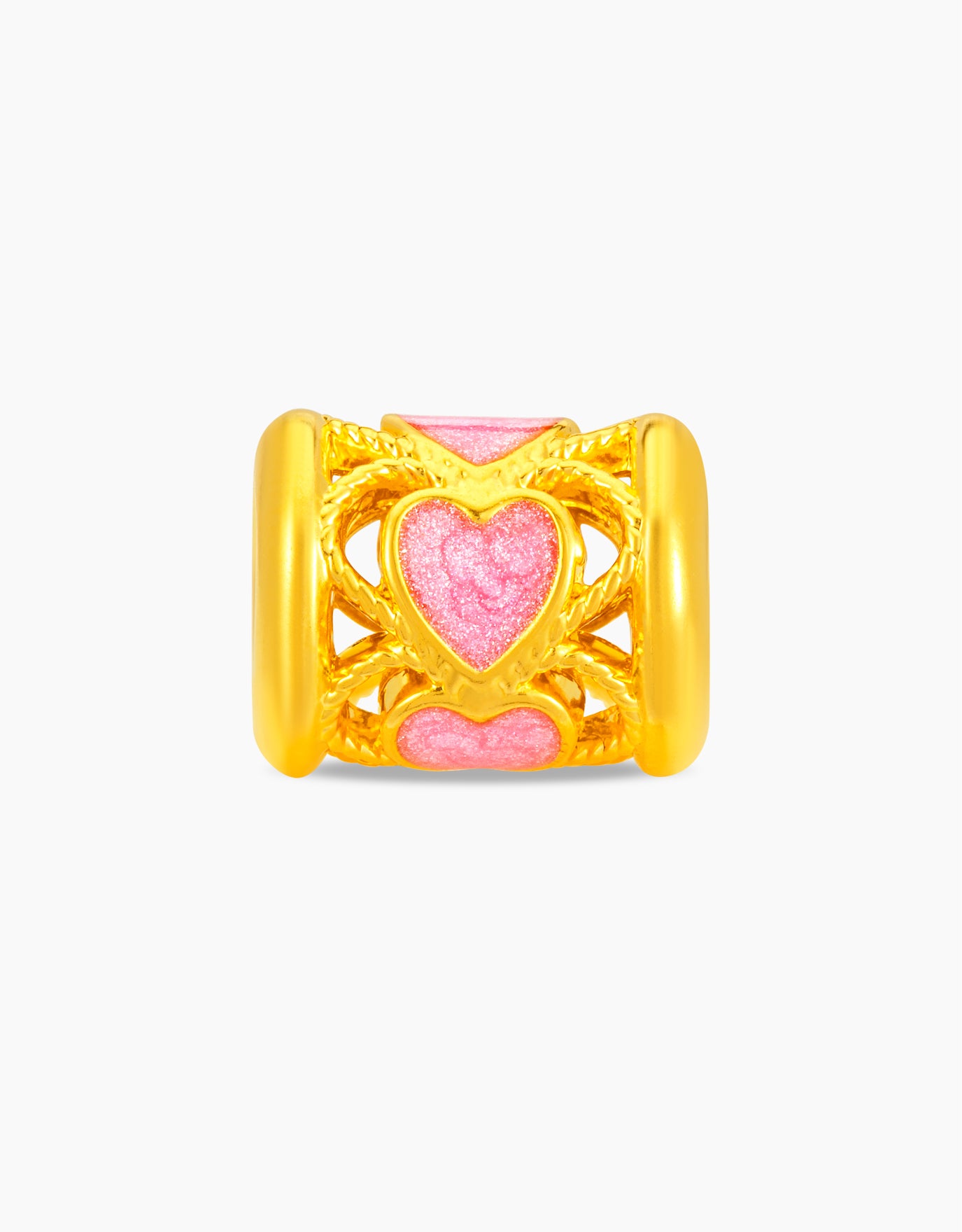 LVC 9IN Pink Hearts Barrel 999 Gold Charm