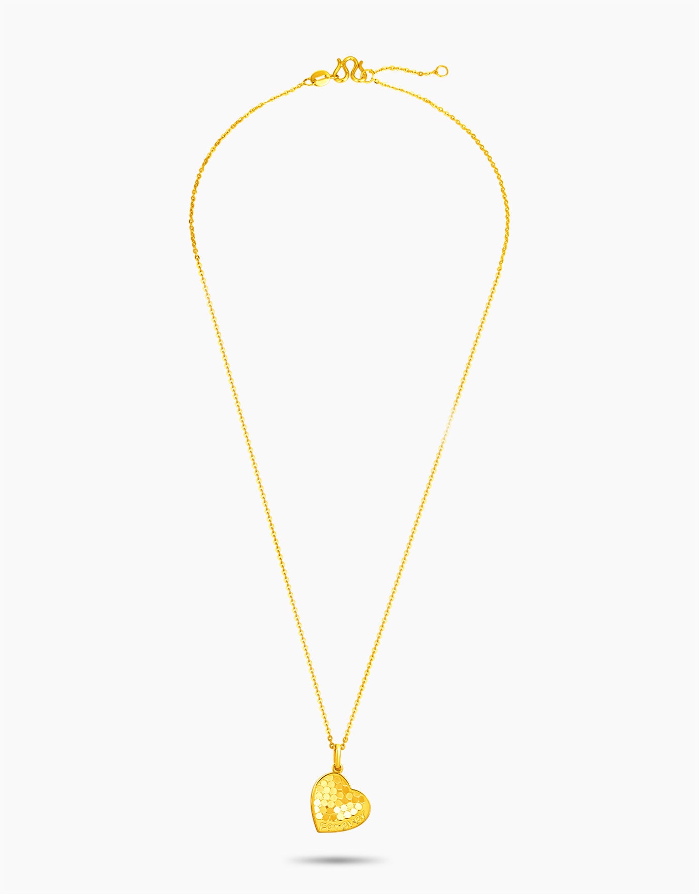 LVC 9IN Honeycombed Heart 999 Gold Necklace