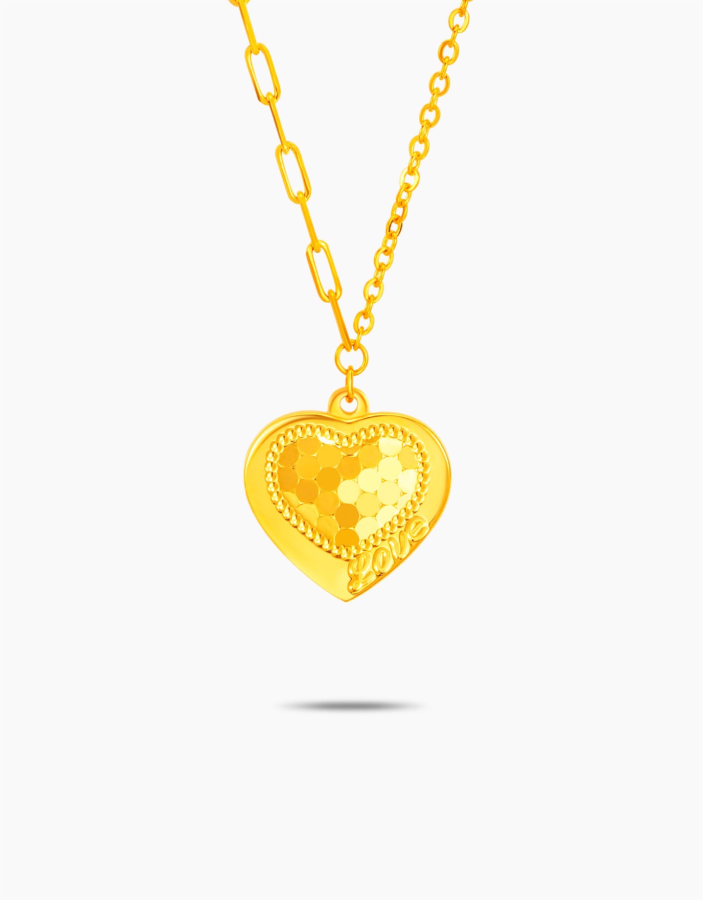 LVC 9IN Gleaming Heart 999 Gold Necklace