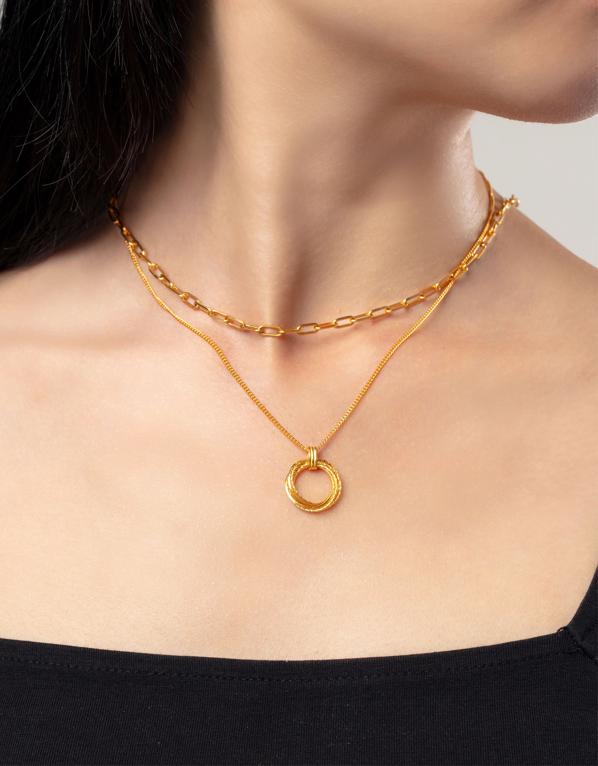 LVC 9IN Trilogy 999 Gold Necklace