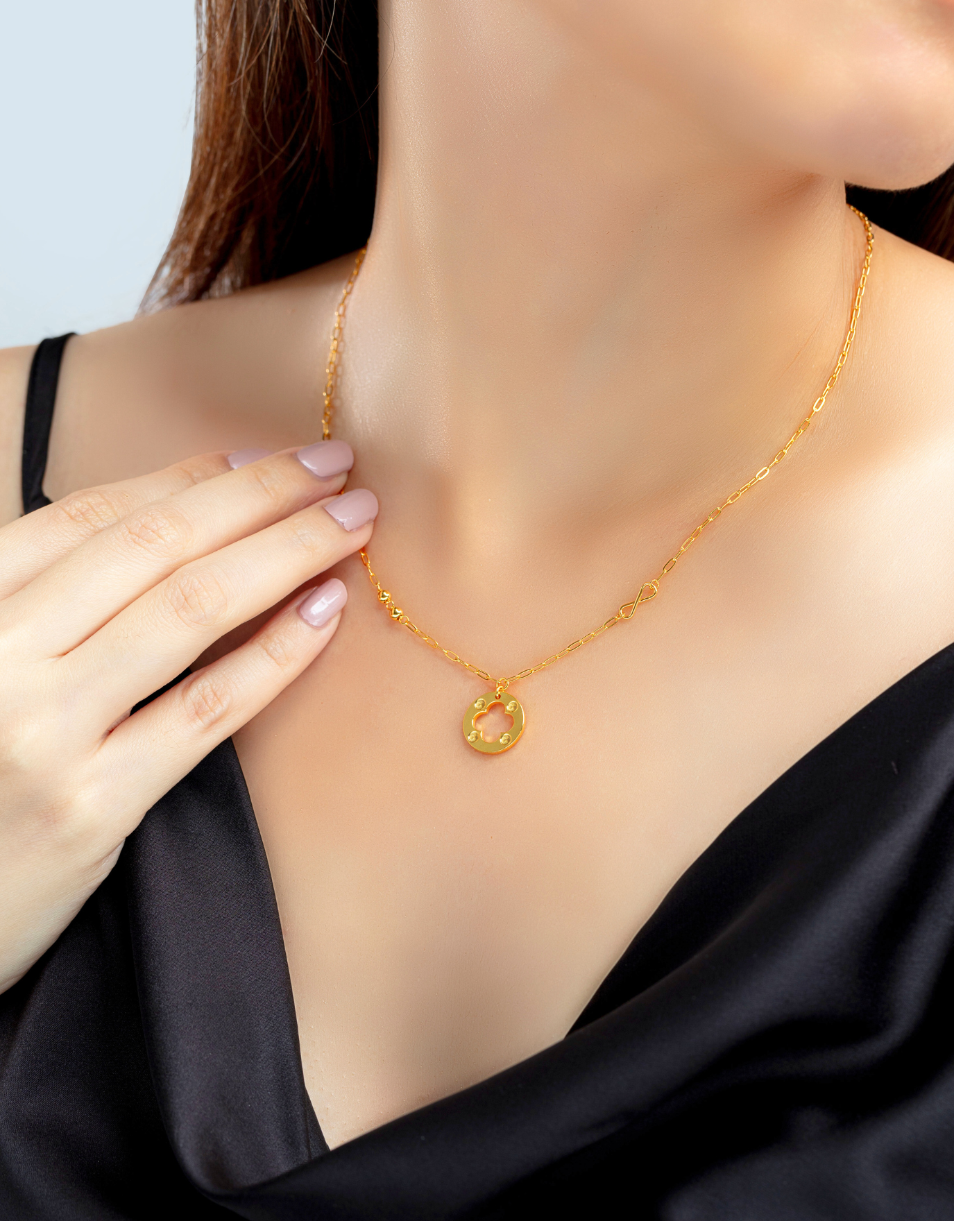 LVC 9IN Isabella Clover 999 Gold Necklace