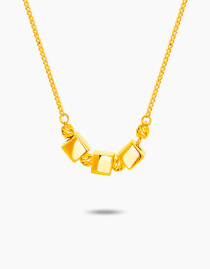 LVC 9IN Cubique 999 Gold Necklace