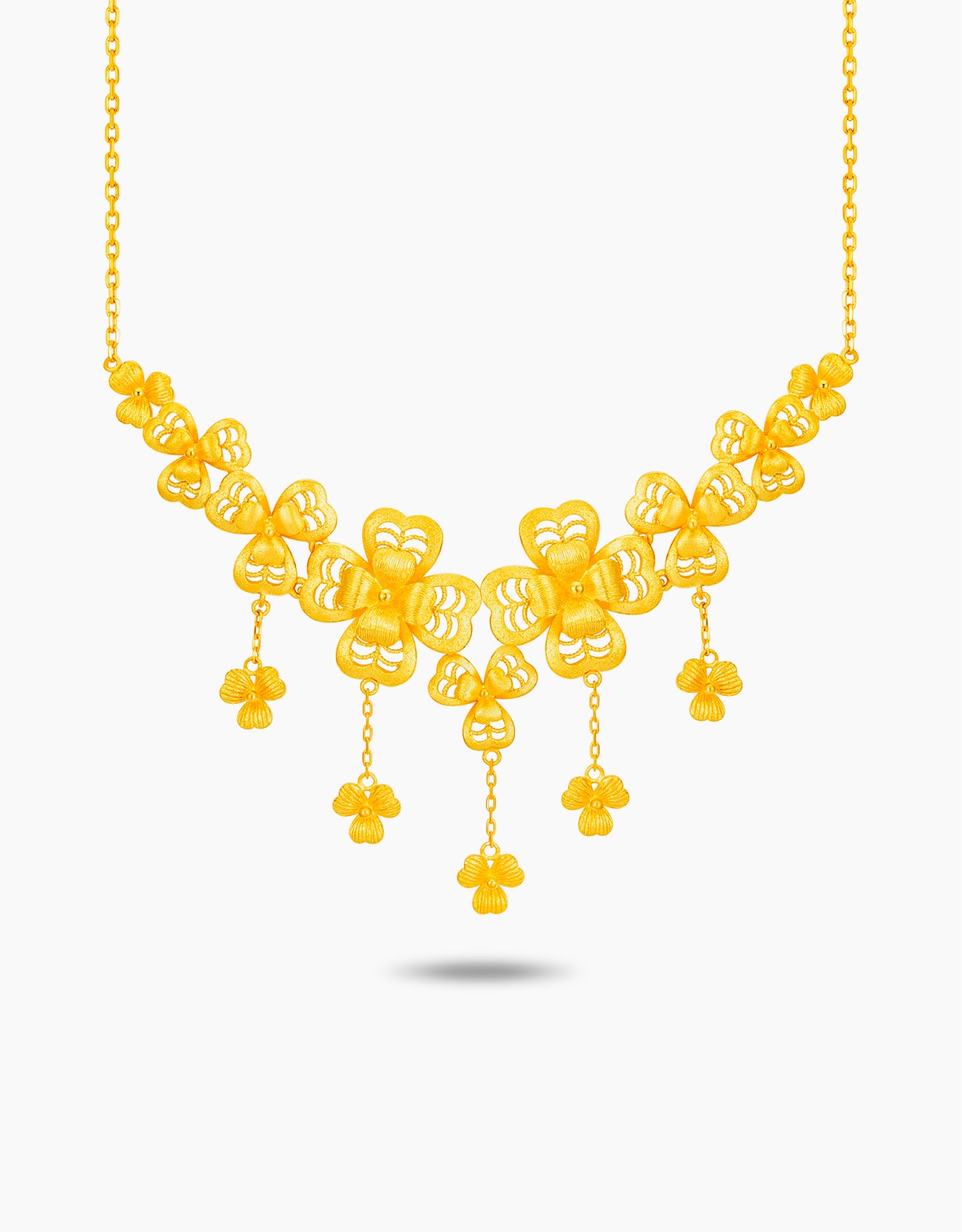 LVC 9IN Blossoming Clover 999 Gold Necklace