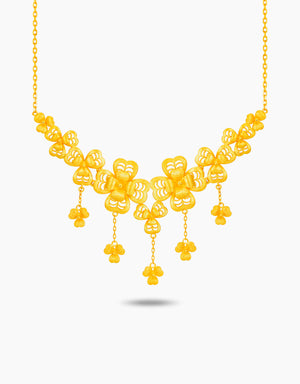 LVC 9IN Blossoming Clover 999 Gold Necklace