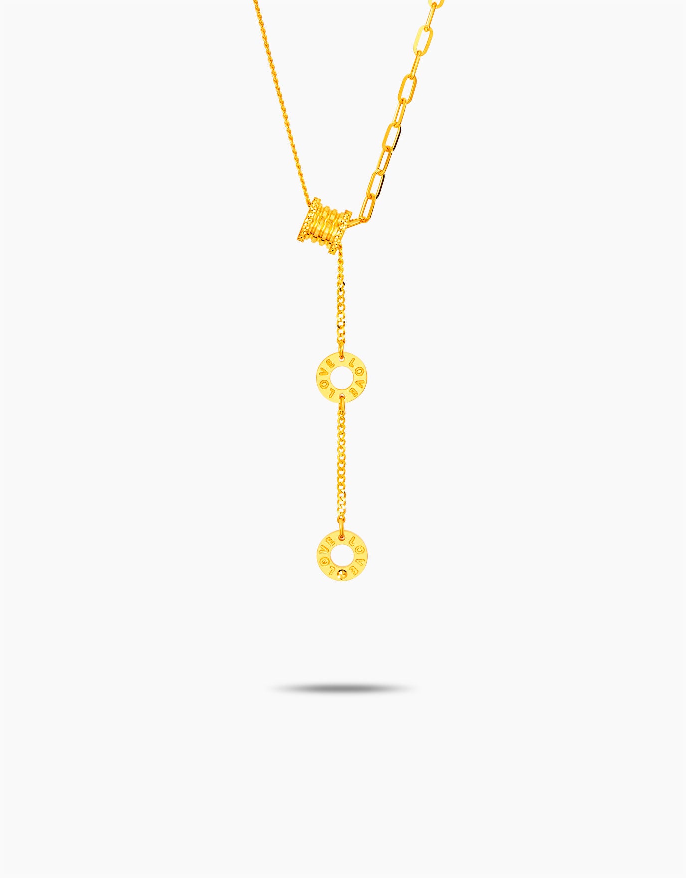 LVC 9IN Elegance Drop Barrel 999 Gold Necklace