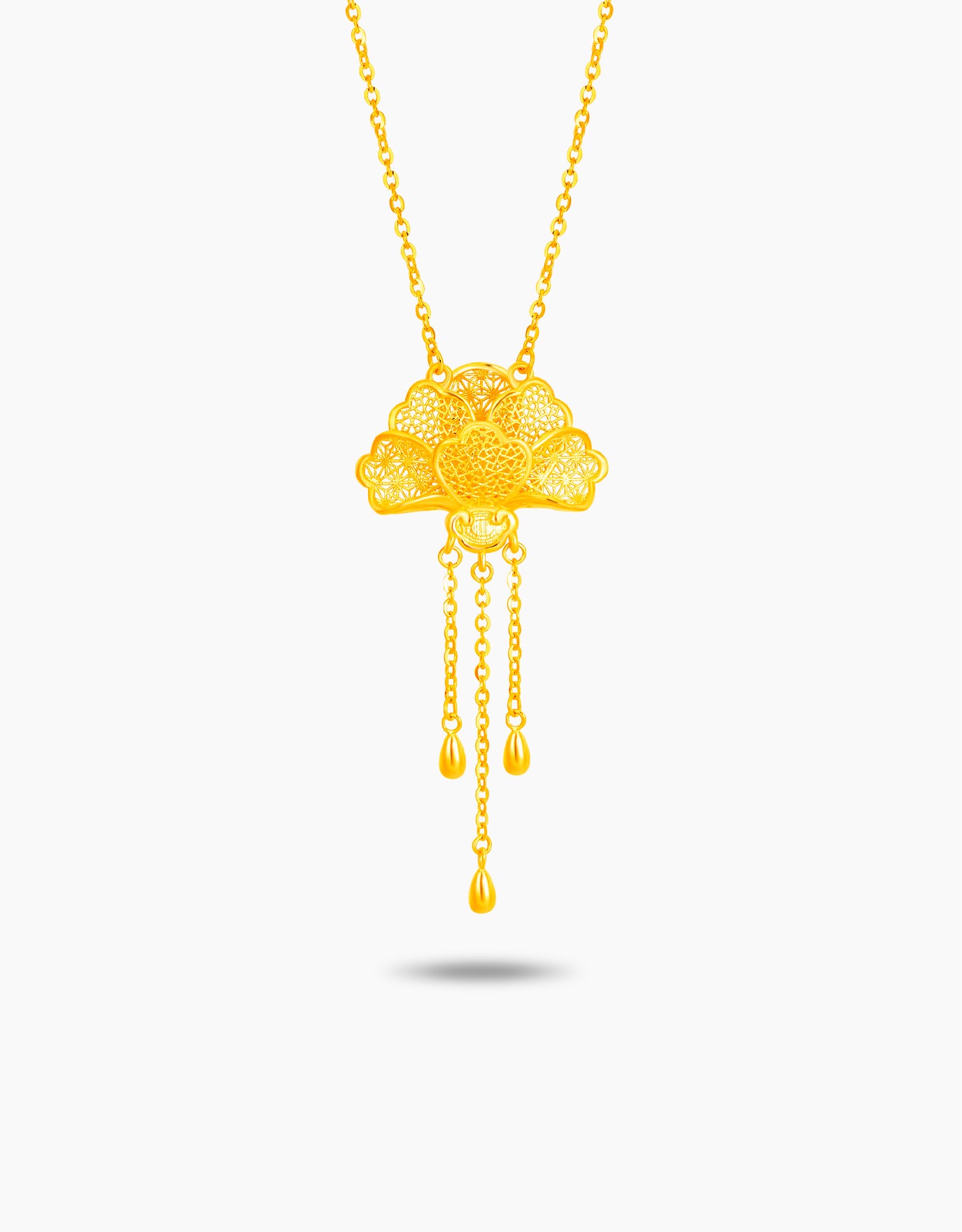 LVC 9IN Ginkgo 999 Gold Necklace