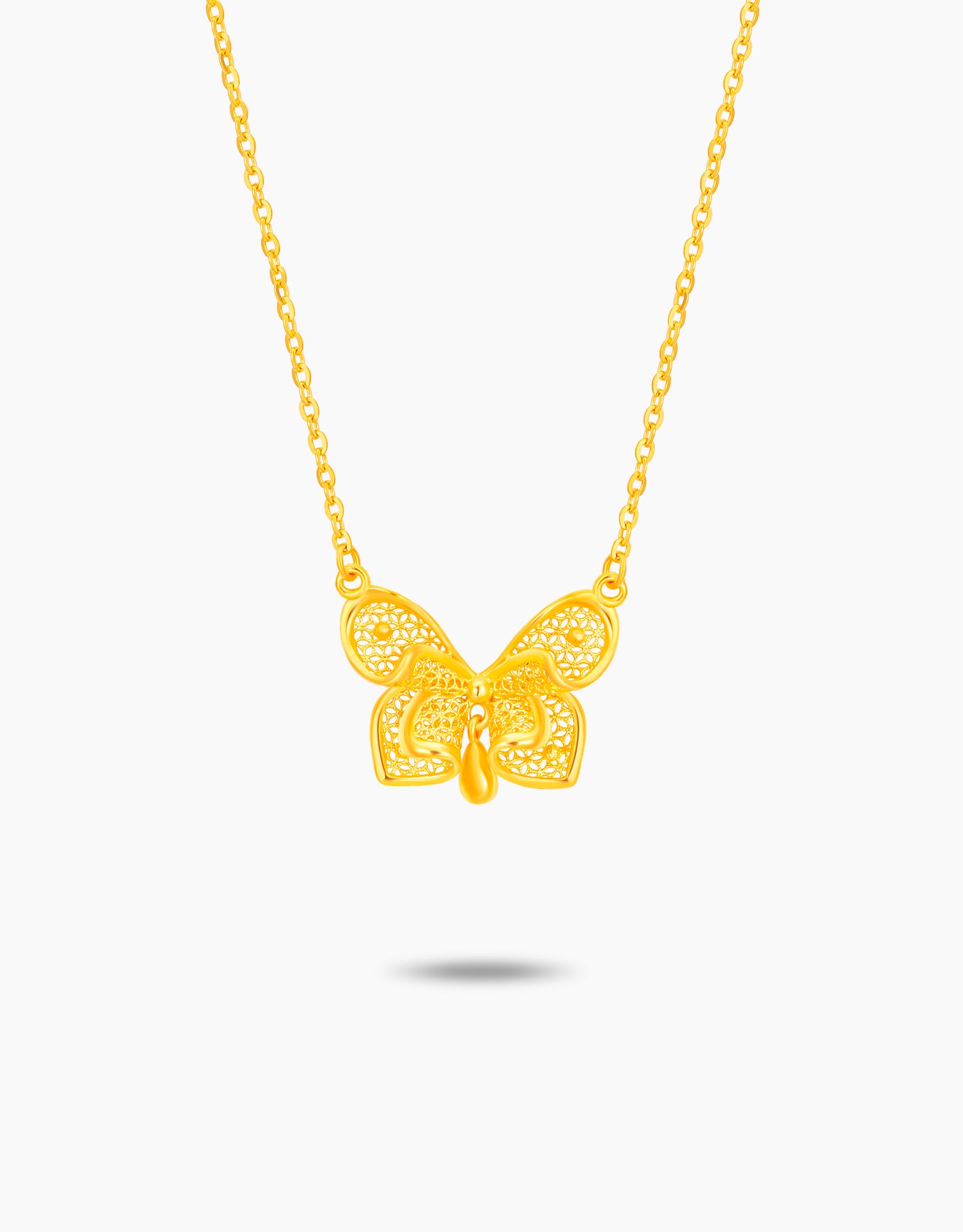 LVC 9IN Blossom Bow 999 Gold Necklace
