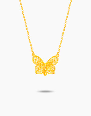 LVC 9IN Blossom Bow 999 Gold Necklace