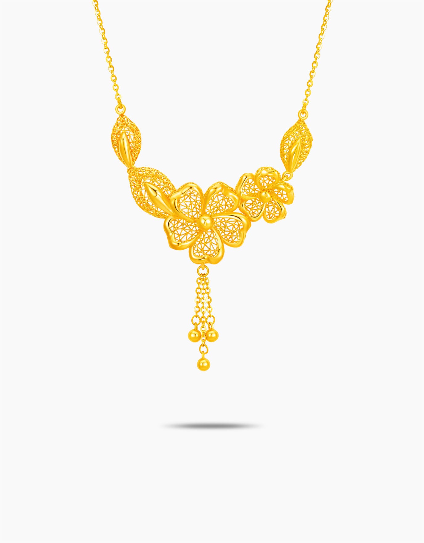 LVC 9IN Petal Lace 999 Gold Necklace