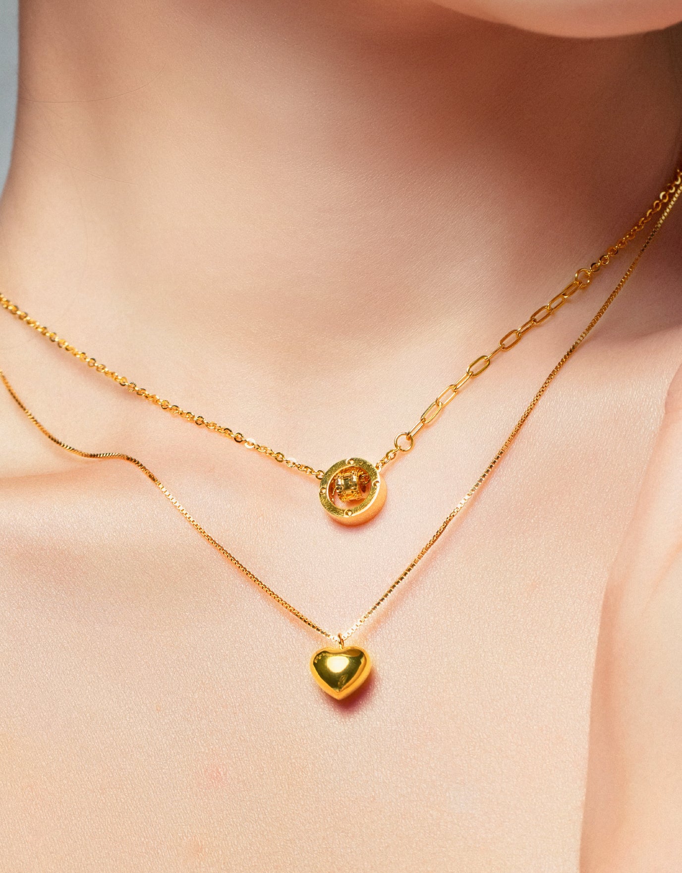 LVC MOD22 Heartbeat Box Chain Gold Necklace