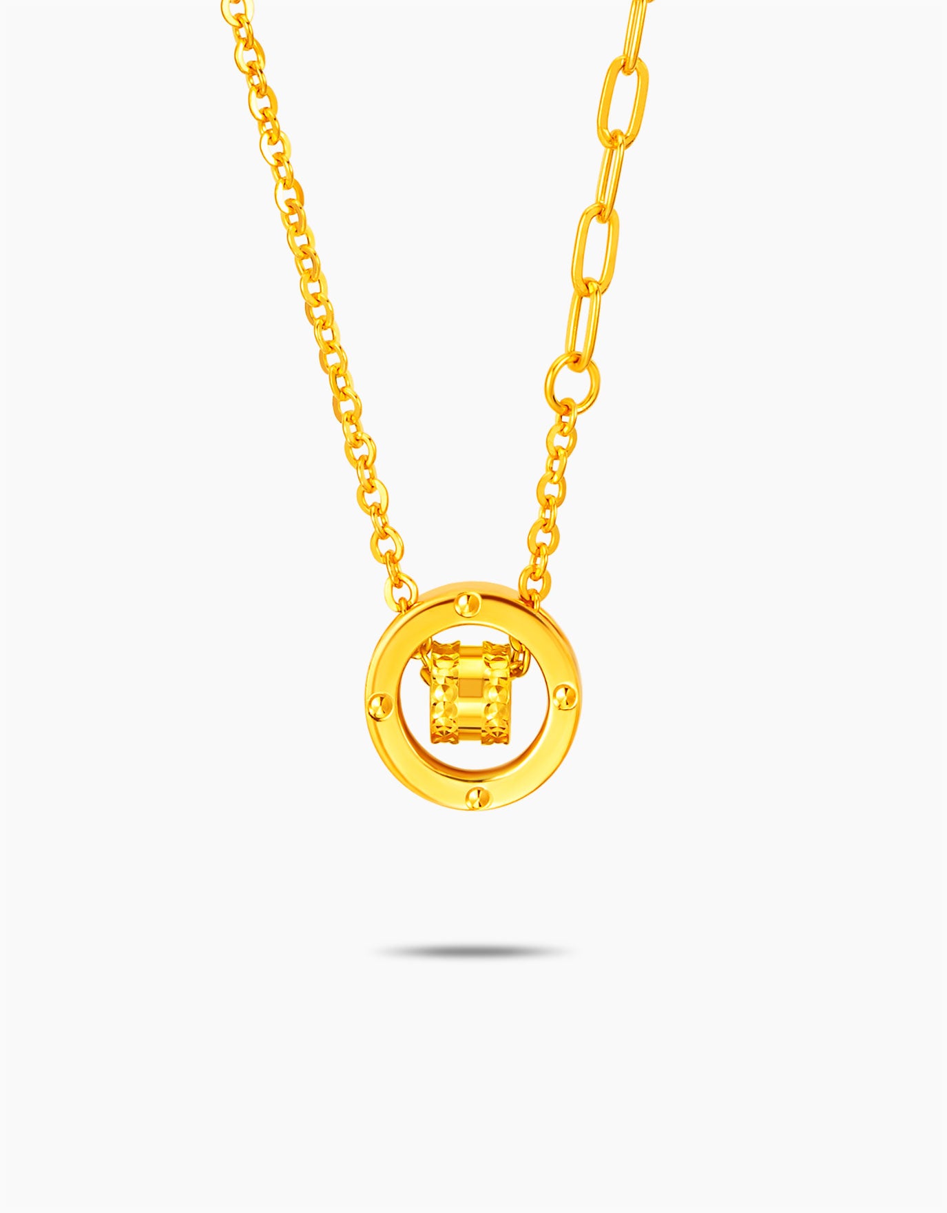 LVC 9IN Hollow Loop Barrel 999 Gold Necklace