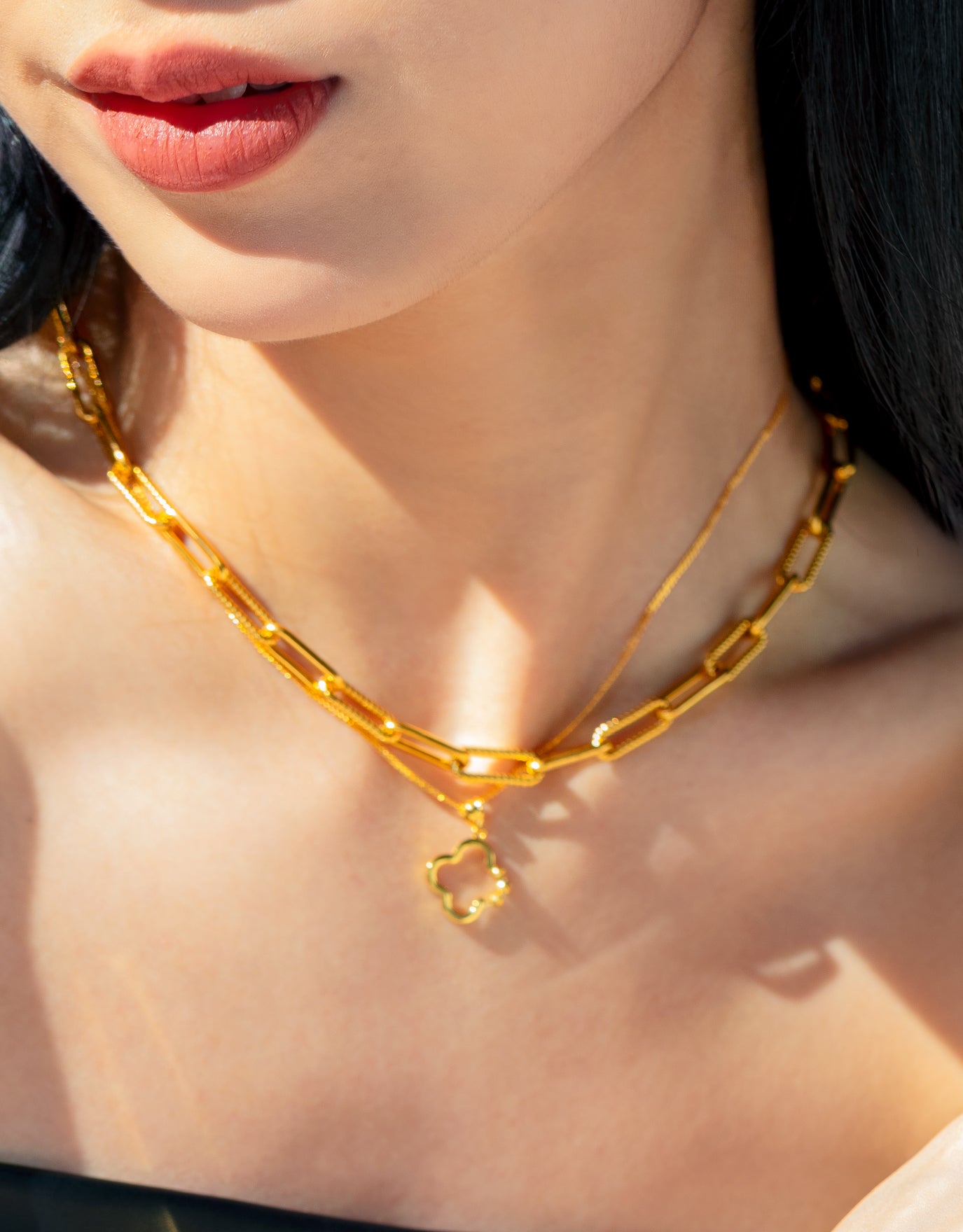 LVC MOD22 Tri-Beaded Clover Gold Pendant