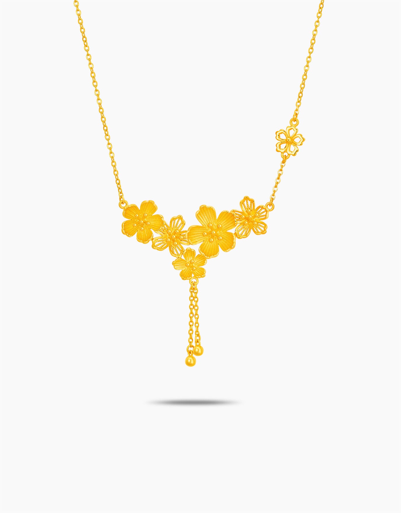 LVC 9IN Floral Cascade 999 Gold Necklace