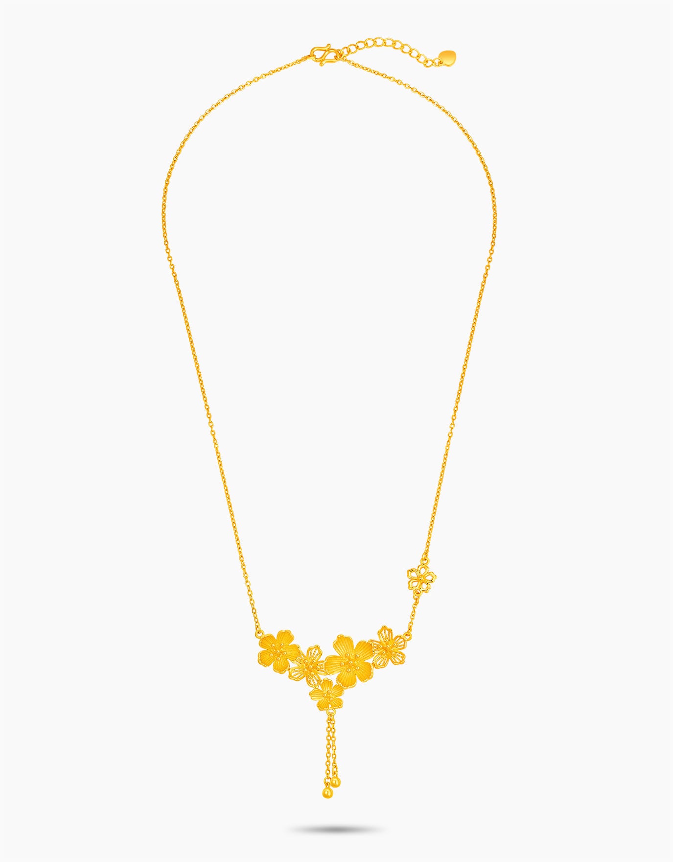 LVC 9IN Floral Cascade 999 Gold Necklace