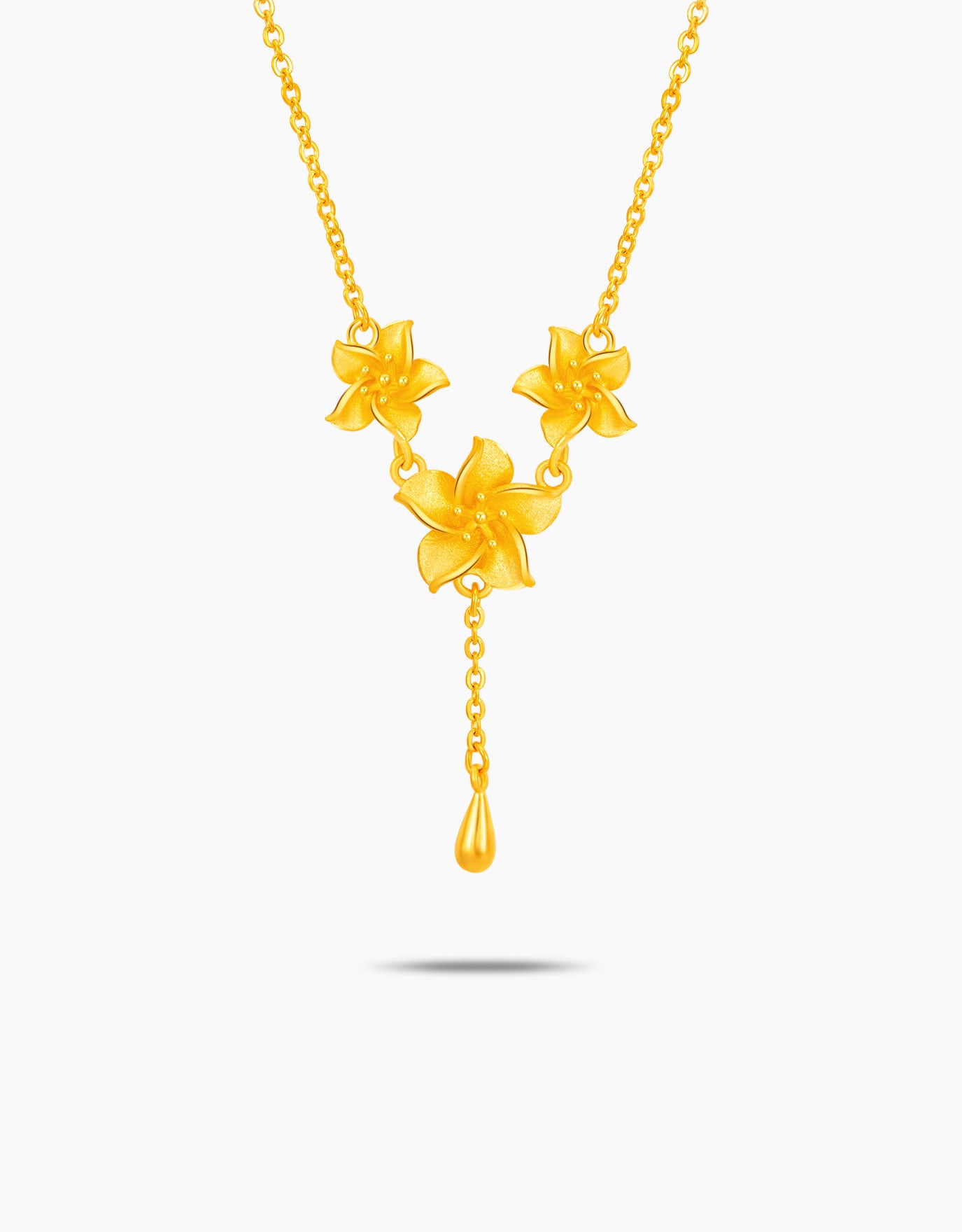 LVC 9IN Delicate Trio Bloom 999 Gold Necklace