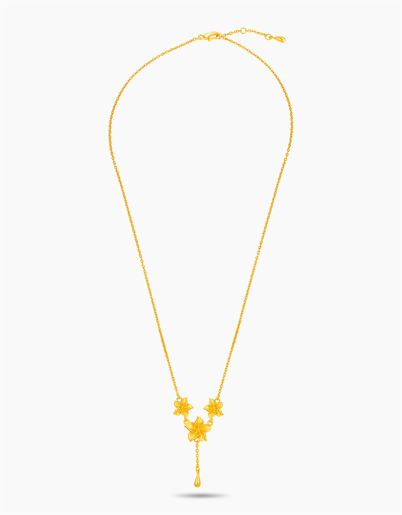 LVC 9IN Delicate Trio Bloom 999 Gold Necklace