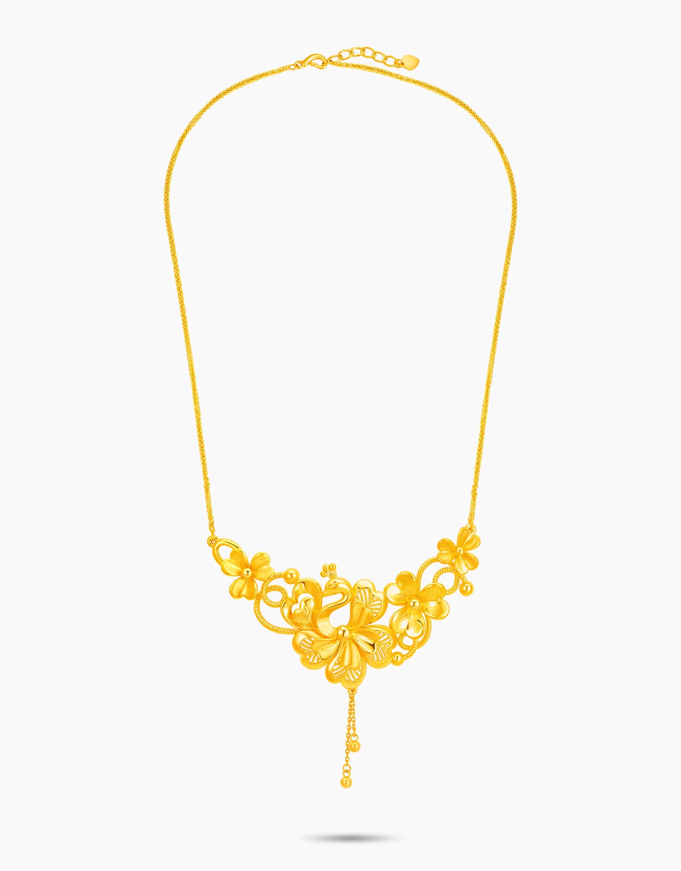 LVC 9IN Peacock Blossom Garden 999 Gold Necklace