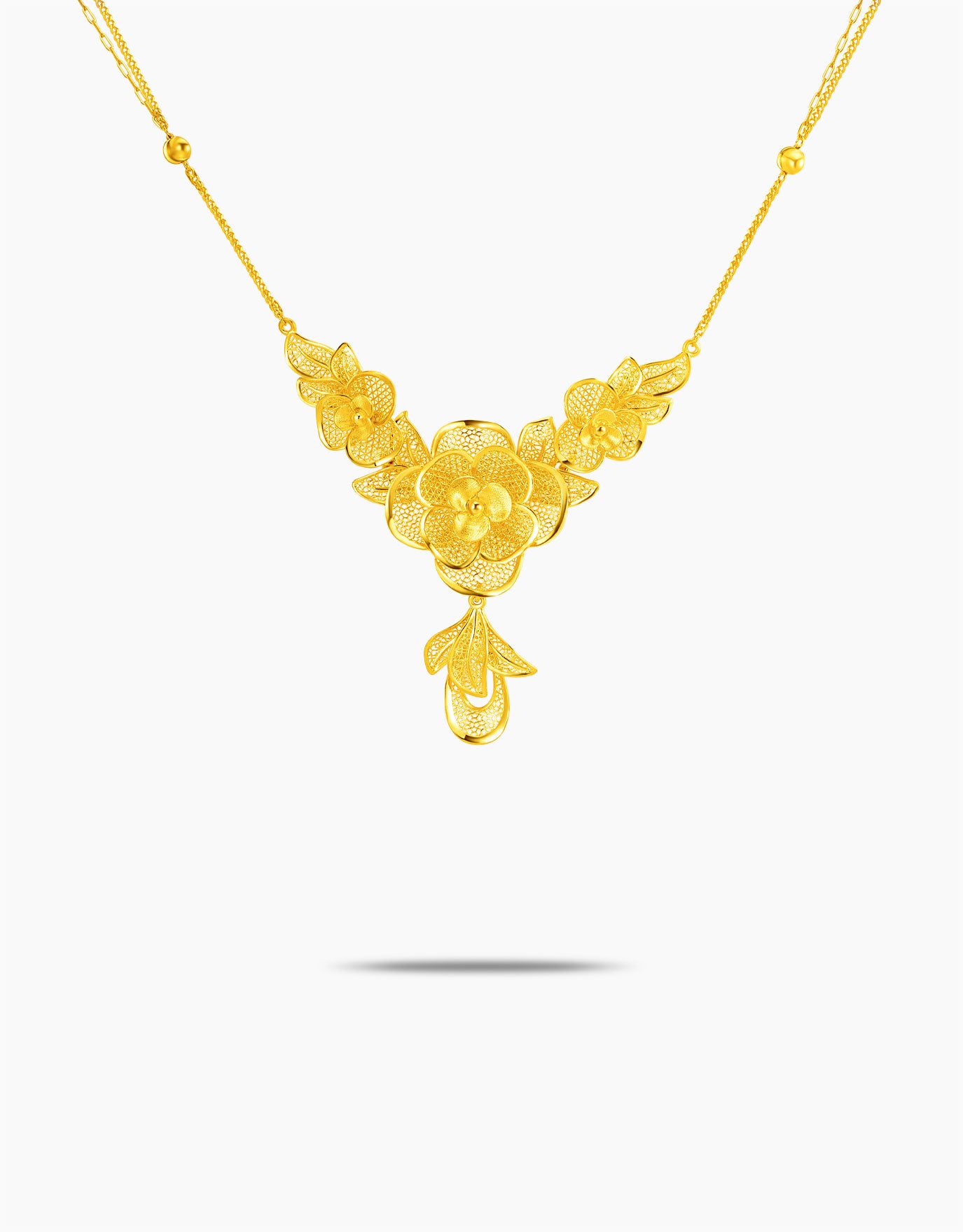 LVC 9IN Floral Majesty 999 Gold Necklace