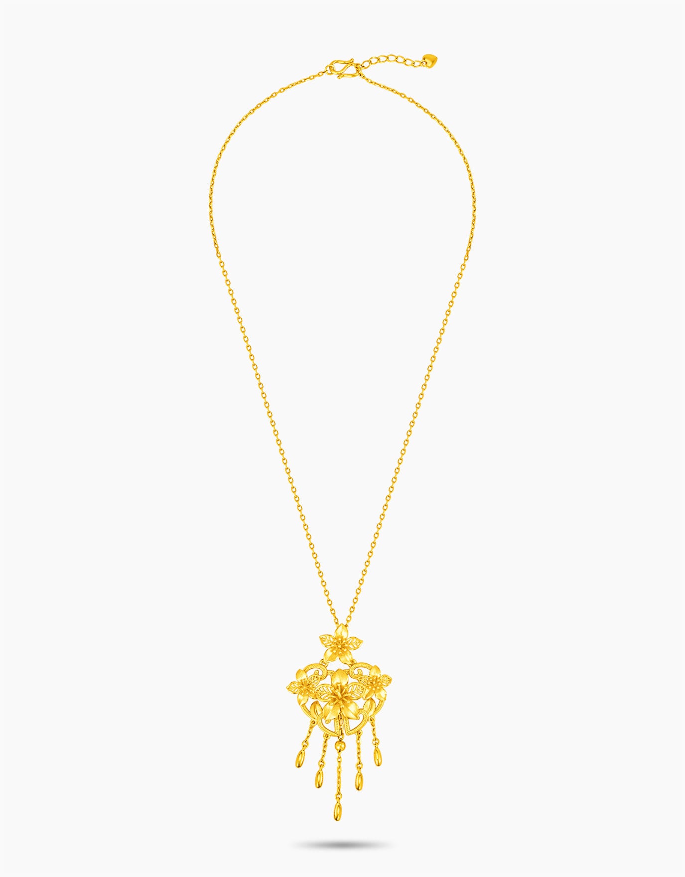 LVC 9IN Golden Lily Longevity 999 Gold Necklace