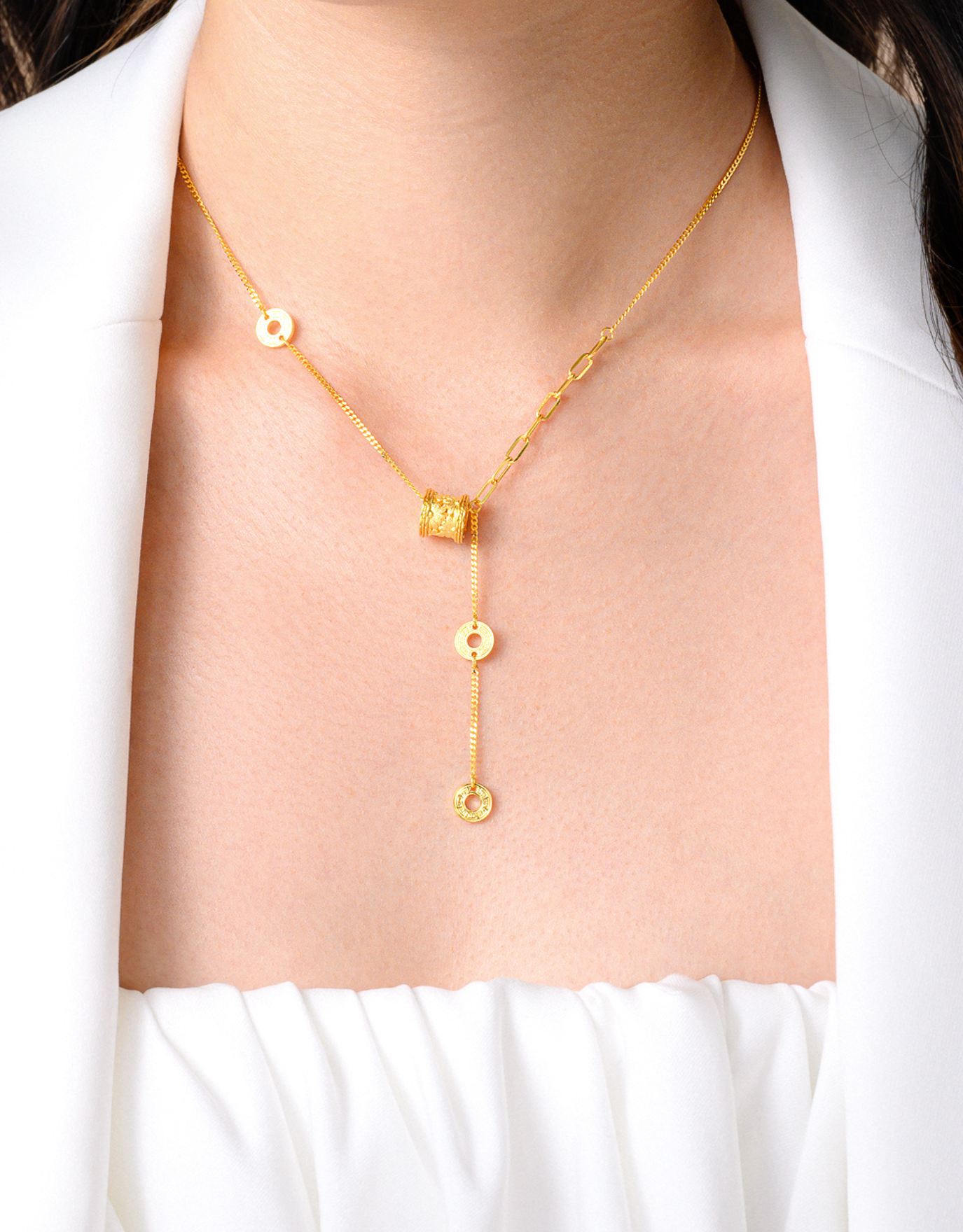LVC 9IN Aella Barrel 999 Gold Necklace