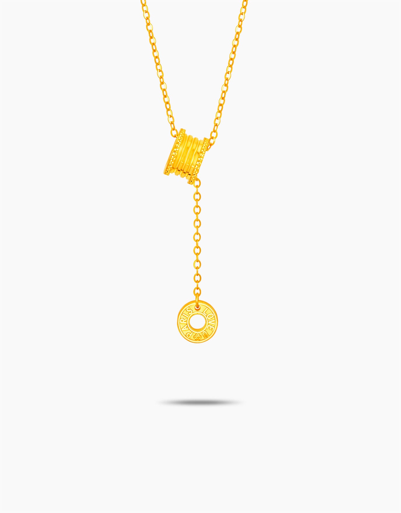 LVC 9IN Radiant Barrel Drop 999 Gold Necklace