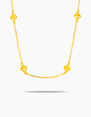 LVC 9IN Clover Cascade 999 Gold Necklace