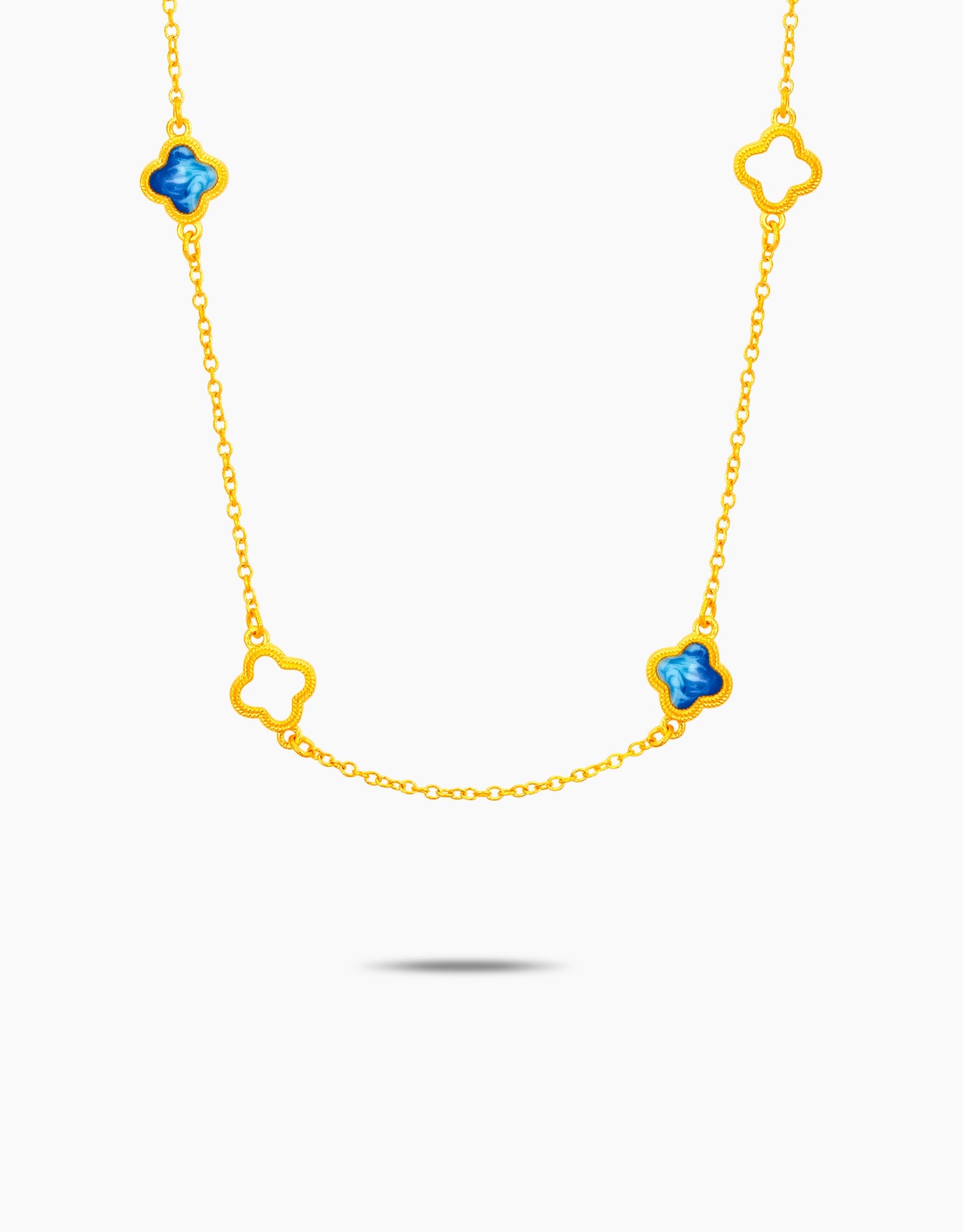 LVC 9IN Azure Breeze Clover 999 Gold Necklace