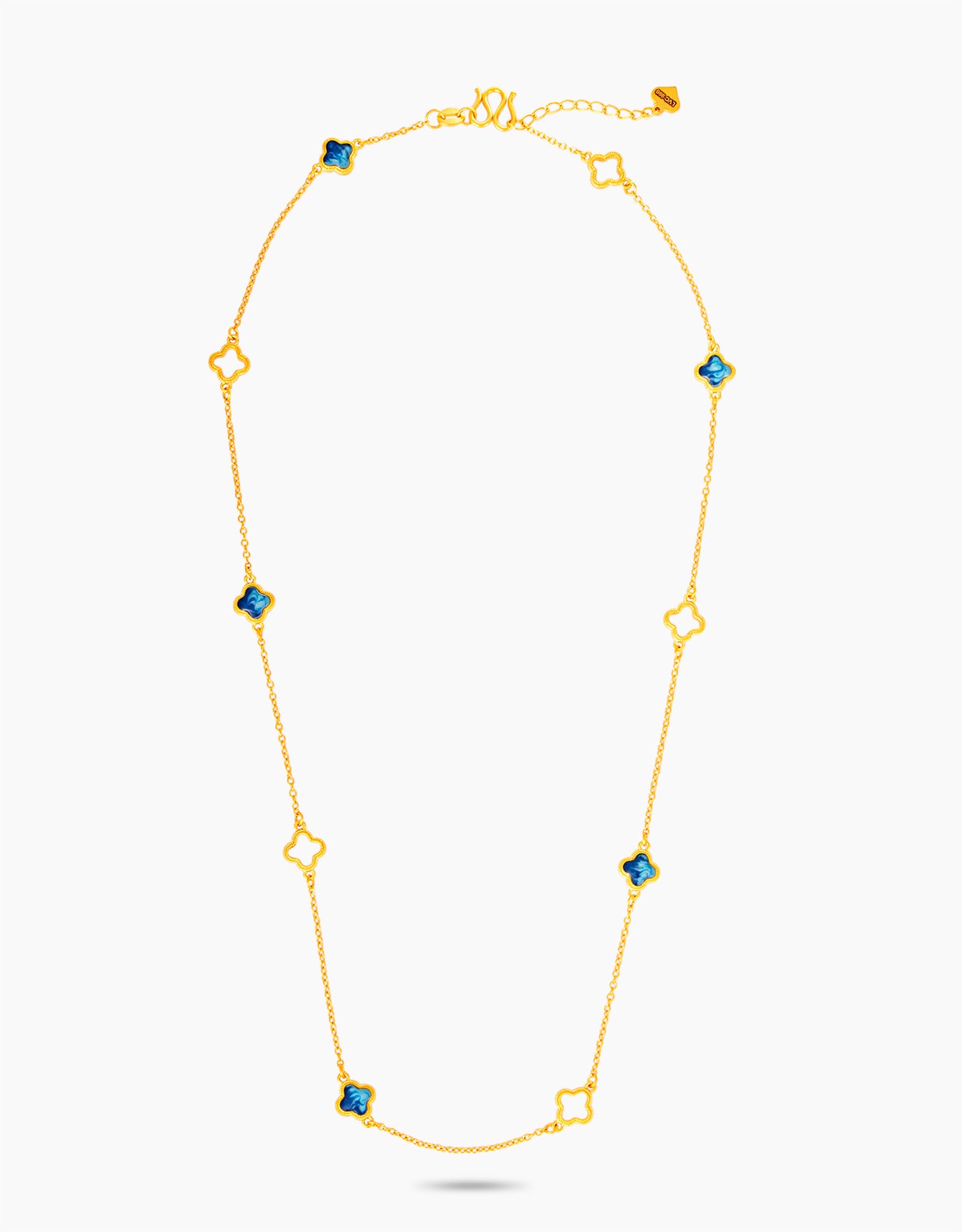 LVC 9IN Azure Breeze Clover 999 Gold Necklace