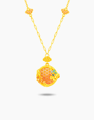 LVC 9IN Blush Bloom 999 Gold Necklace