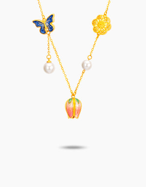 LVC 9IN Tulip Butterfly 999 Gold Necklace