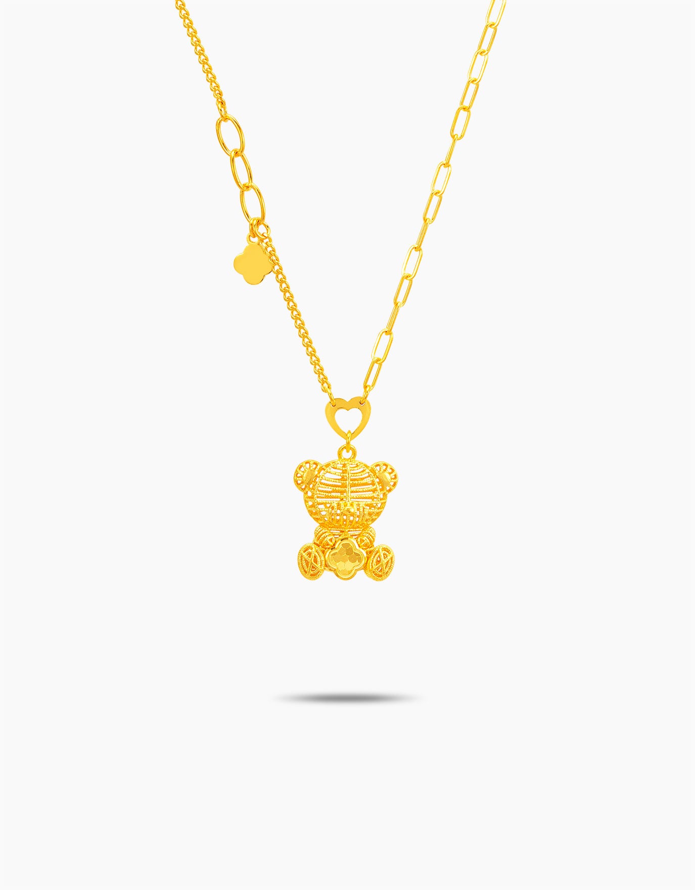 LVC 9IN Lucky Paws Teddy Bear 999 Gold Necklace