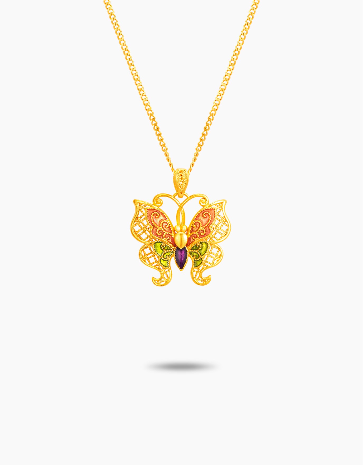 LVC 9IN Butterfly Aurora 999 Gold Necklace