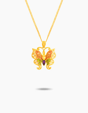 LVC 9IN Butterfly Aurora 999 Gold Necklace