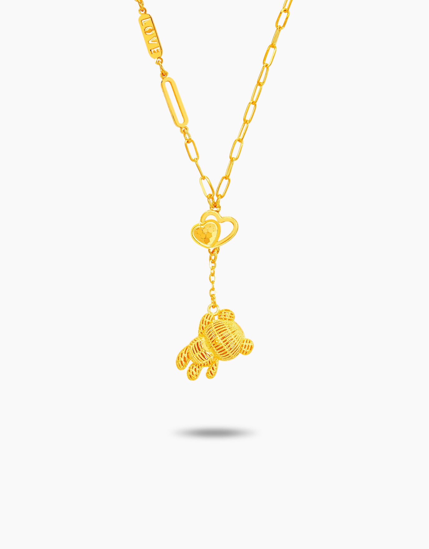 LVC 9IN Lifted by Love Teddy Bear 999 Gold Necklace