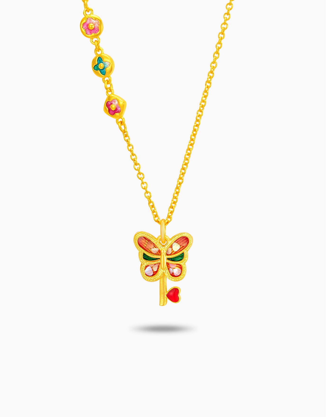 LVC 9IN Butterfly Key 999 Gold Necklace